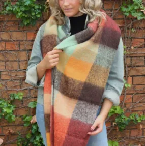 Aniston Brown Plaid Scarf